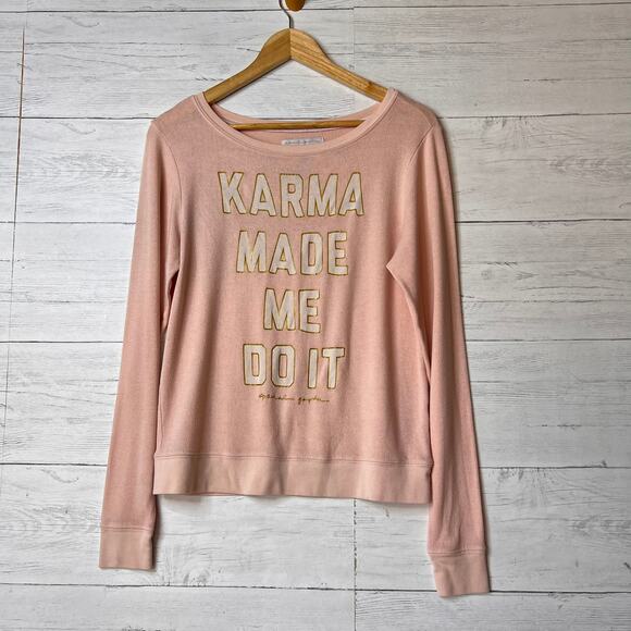 Spiritual Gangster Sweatshirt Womens Size Small Pink Karma Made Me Do It - Picture 1 of 12